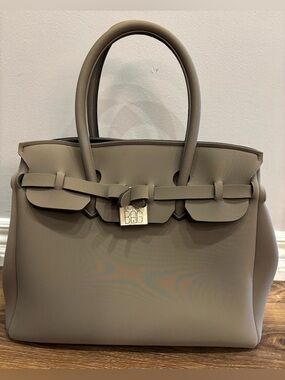 SAVE MY BAG Handbag -- Miss Plus Grey Taupe 13” VGUC